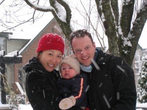 The family enjoying some snow